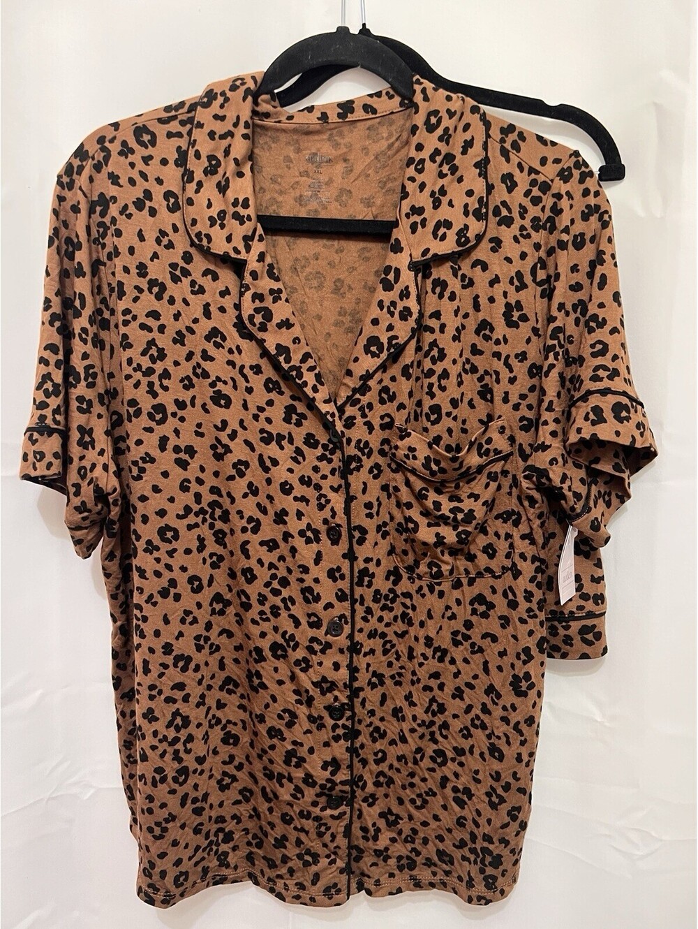 Auden Cloud Knit Women XXL Leopard Pajama Set Modal Button Top Shorts NWT
